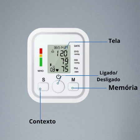 Medidor de Pressão Arterial Digital + Instrução de Voz